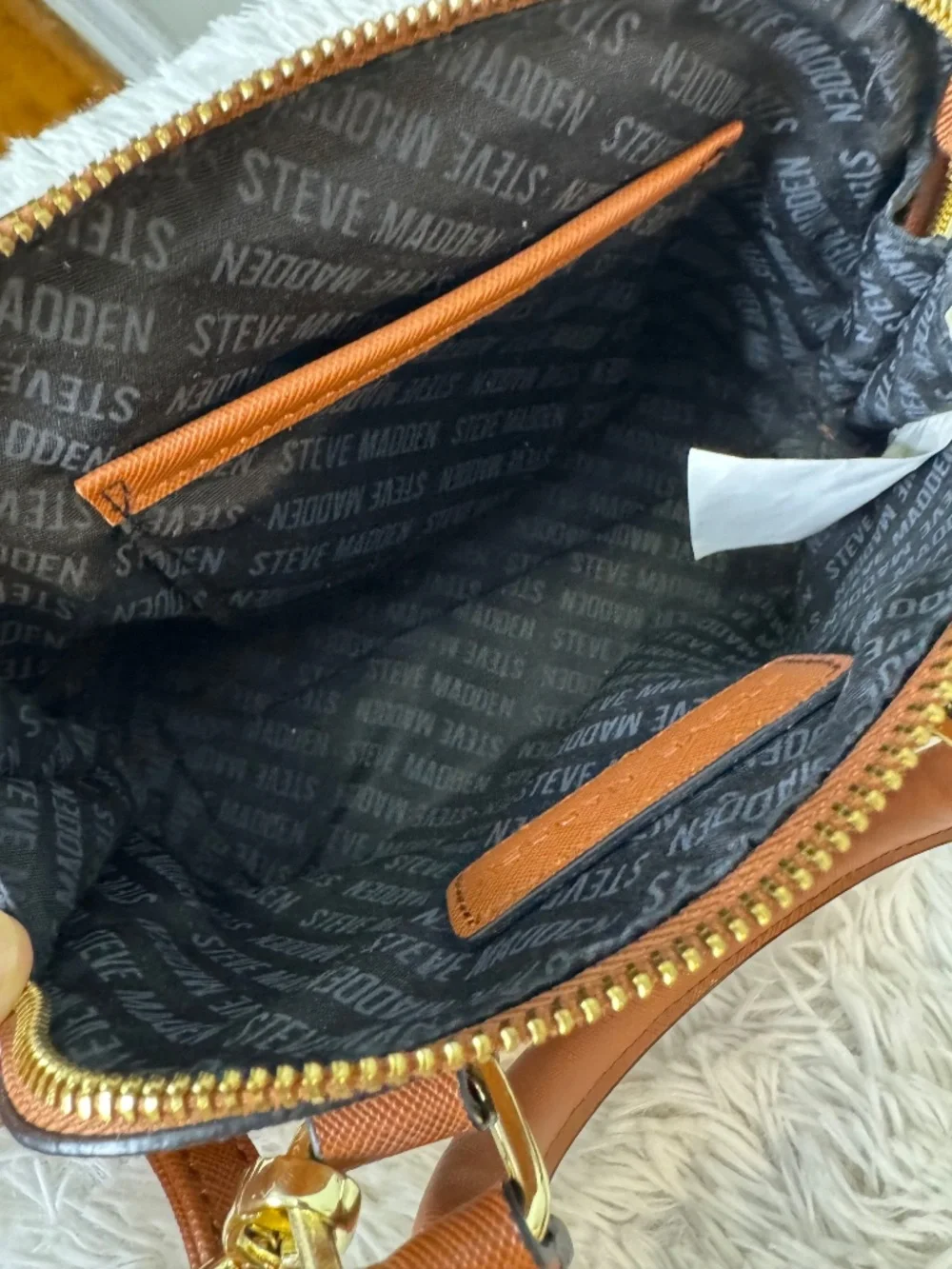 Steve Madden Small Brown Satchel Crossbody Bag with Detachable Strap.